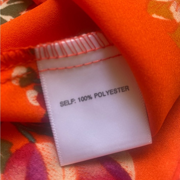 Rose & Olive Floral Blouse Size 1X 3/4 Sleeves Button Down V-Neck Shirred Back - Picture 16 of 16